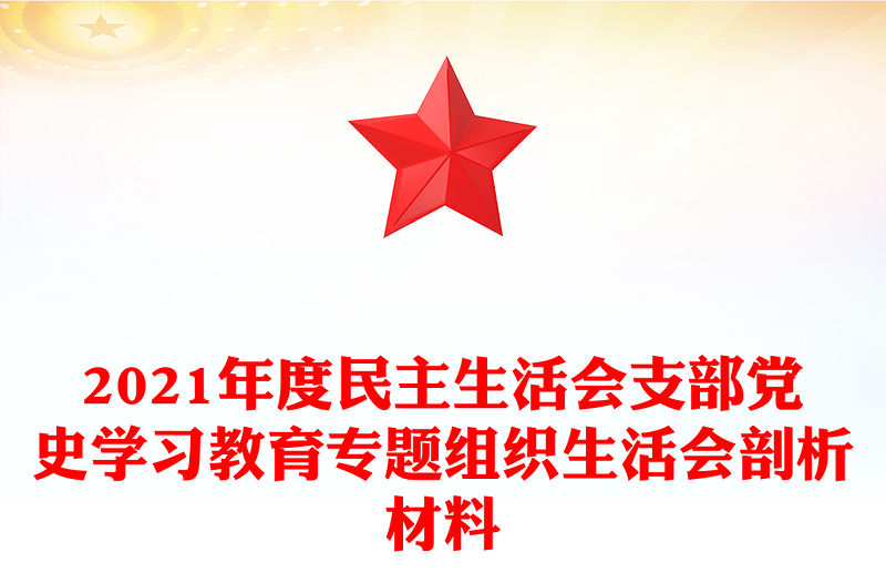 2021年度民主生活會支部黨史學習教育專題組織生活會剖析材料