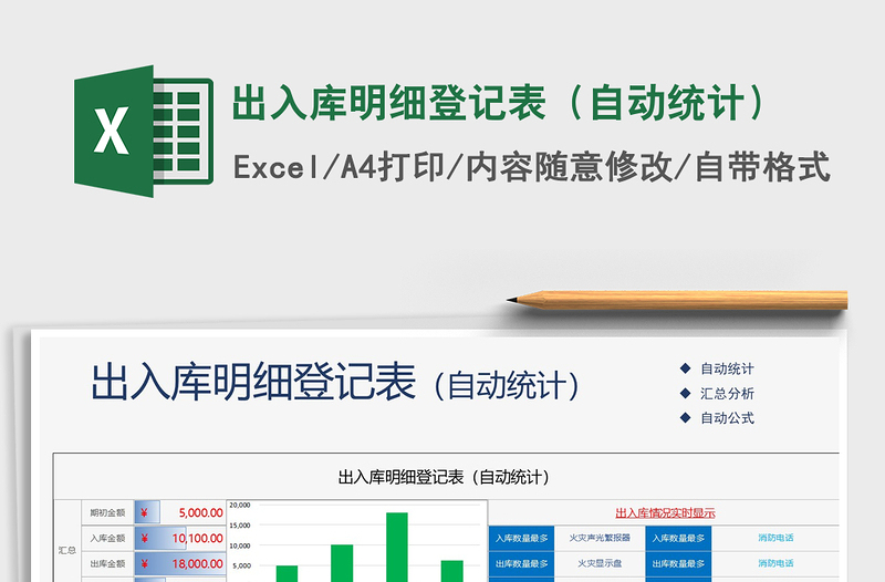 2021年出入库明细登记表（自动统计）