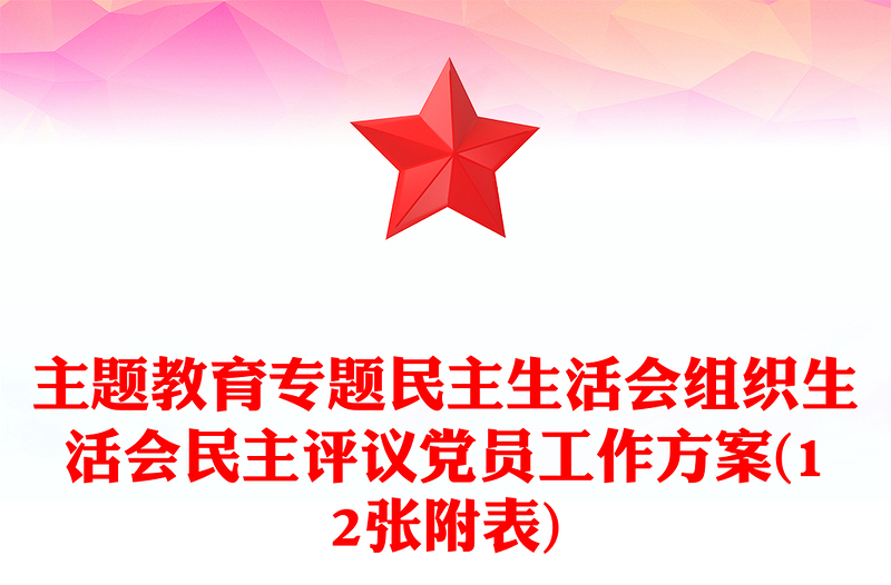 主题教育专题民主生活会组织生活会民主评议党员工作方案(12张附表)