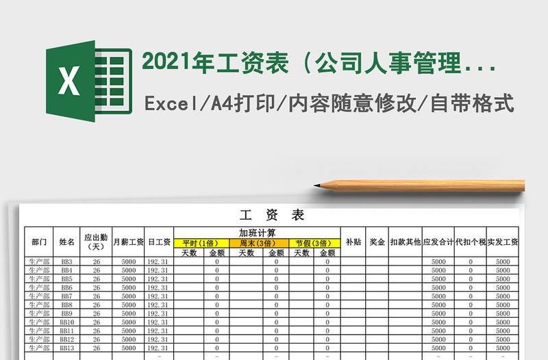 2021年工資表(公司人事管理)