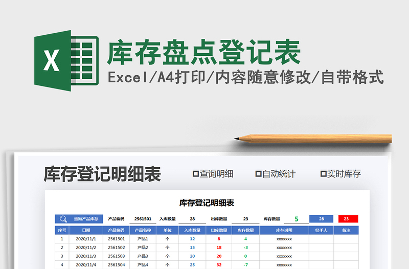 2021年库存盘点登记表