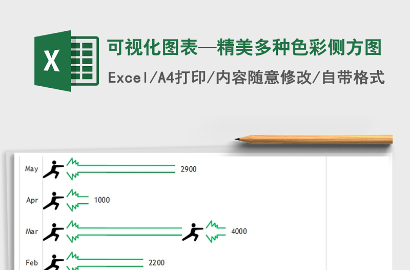 2021年可视化图表—精美多种色彩侧方图免费下载