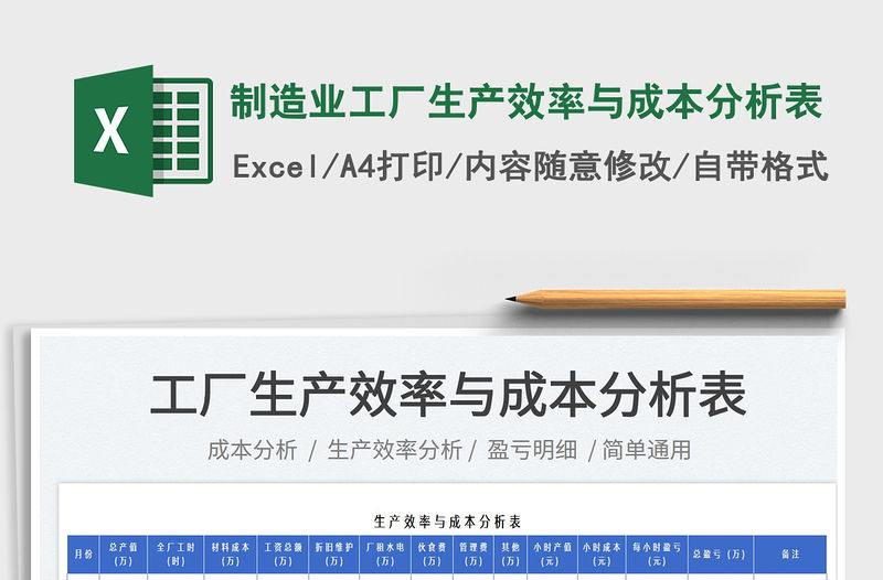 制造業(yè)工廠生產(chǎn)效率與成本分析表