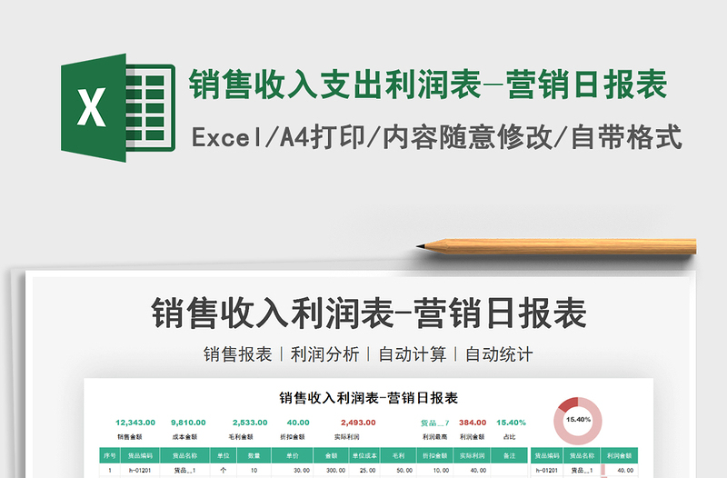 2022銷售收入支出利潤表-營銷日報表免費下載