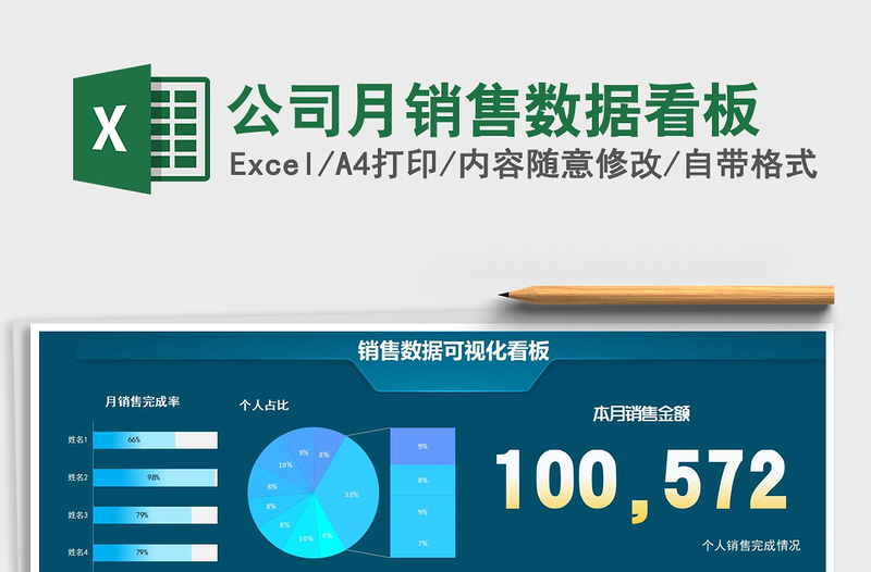 2021年公司月銷售數(shù)據(jù)看板