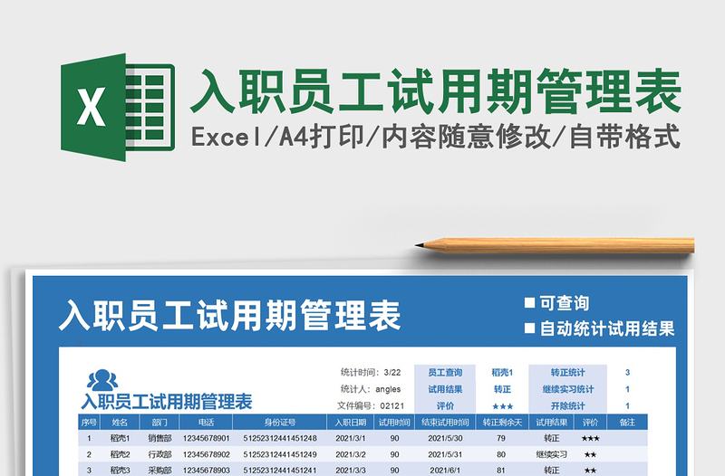 2021年入職員工試用期管理表