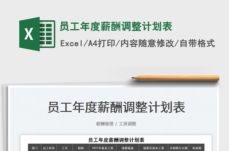 2022員工年度薪酬調整計劃表免費下載