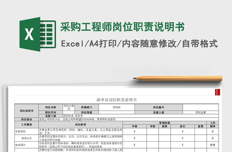 2021年采购工程师岗位职责说明书