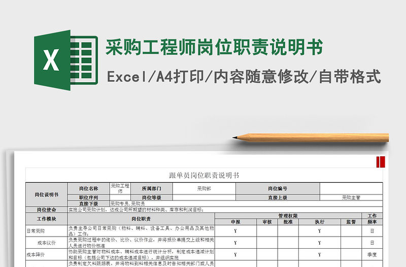 2021年采購工程師崗位職責說明書