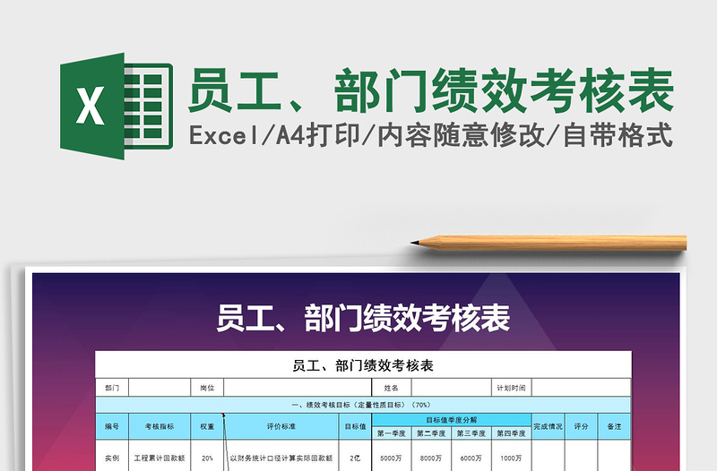 2021年員工、部門績效考核表免費下載