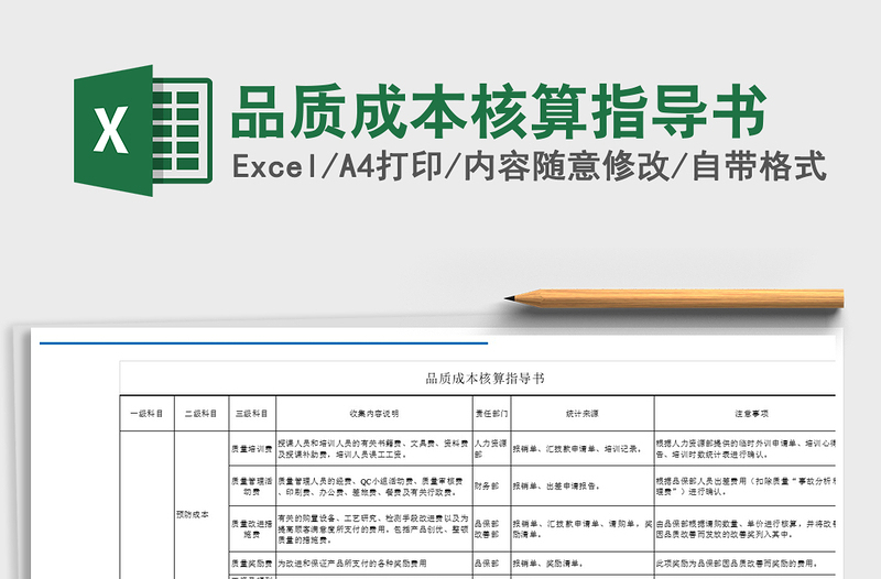2021年品質(zhì)成本核算指導(dǎo)書免費(fèi)下載