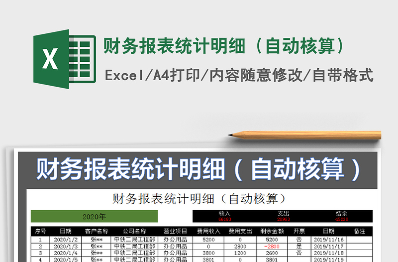 2021年财务报表统计明细（自动核算）