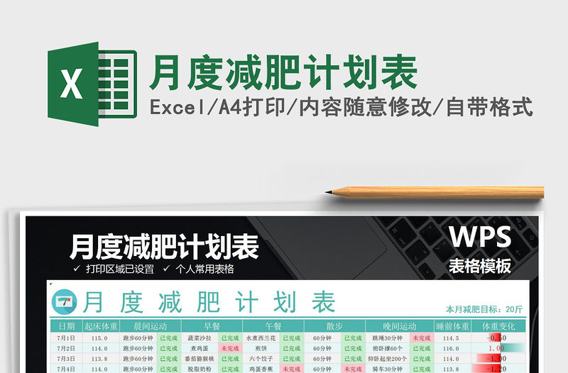 2021年月度減肥計劃表