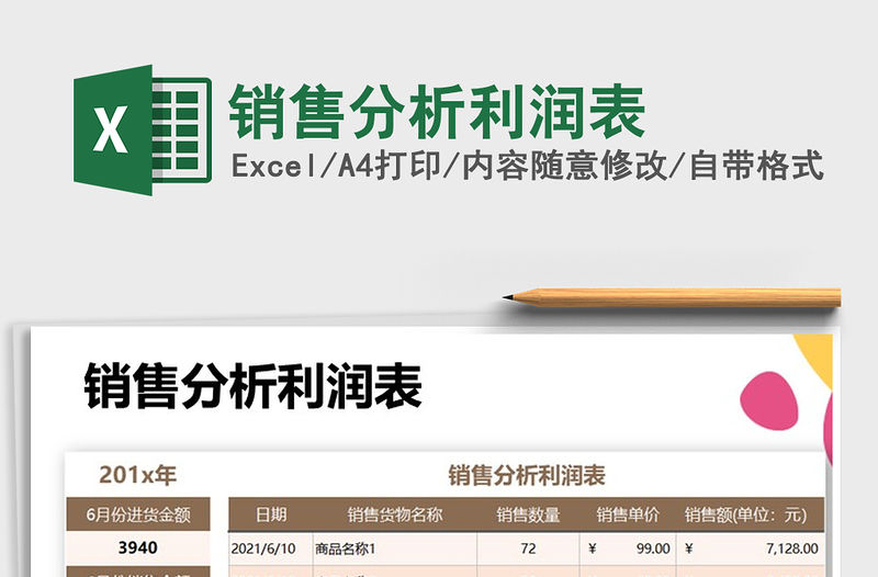 2021年銷售分析利潤(rùn)表