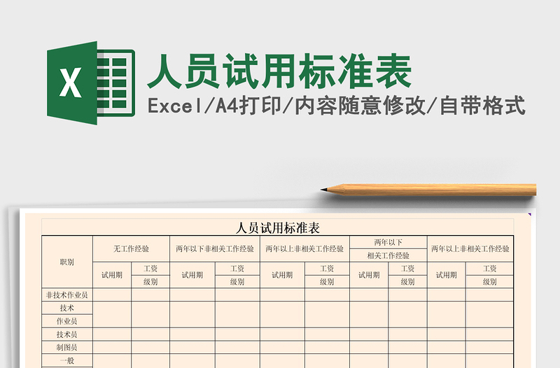 2021年人員試用標(biāo)準(zhǔn)表