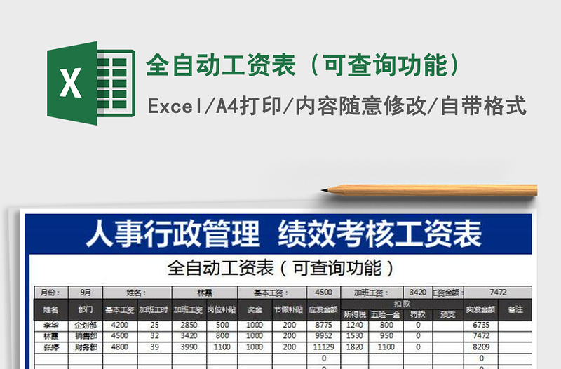 2021年全自动工资表（可查询功能）