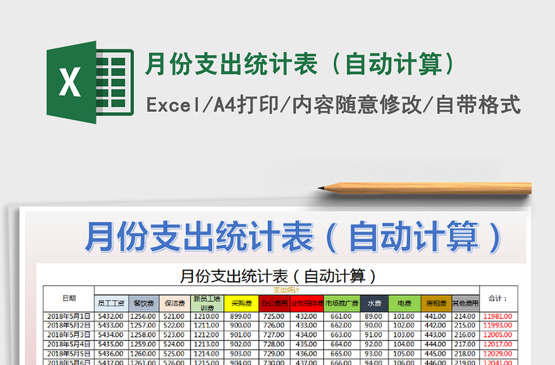 2021年月份支出統(tǒng)計(jì)表(自動(dòng)計(jì)算)