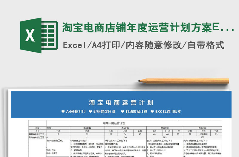 2021淘寶電商店鋪年度運營計劃方案Excel免費下載