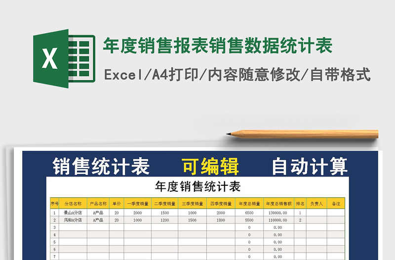 2021年年度销售报表销售数据统计表