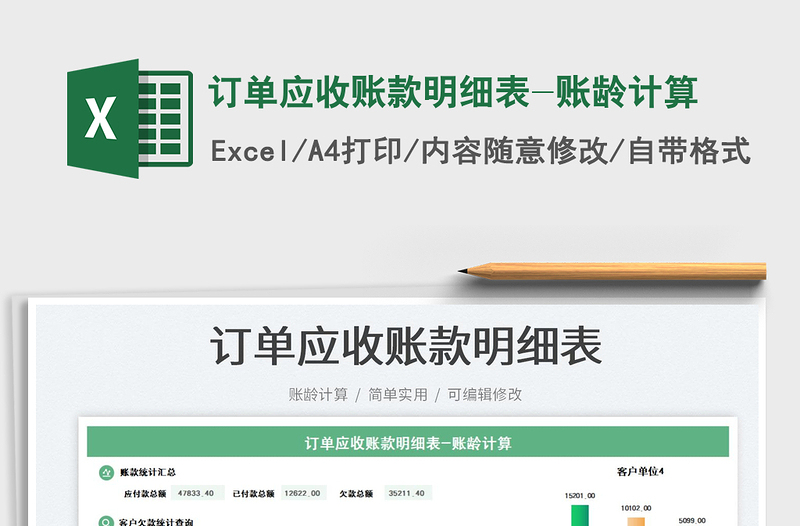 2023訂單應(yīng)收賬款明細表-賬齡計算免費下載