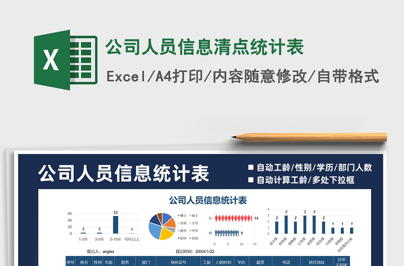2021年公司人員信息清點統(tǒng)計表免費下載