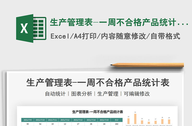 2022生產(chǎn)管理表-一周不合格產(chǎn)品統(tǒng)計(jì)表免費(fèi)下載