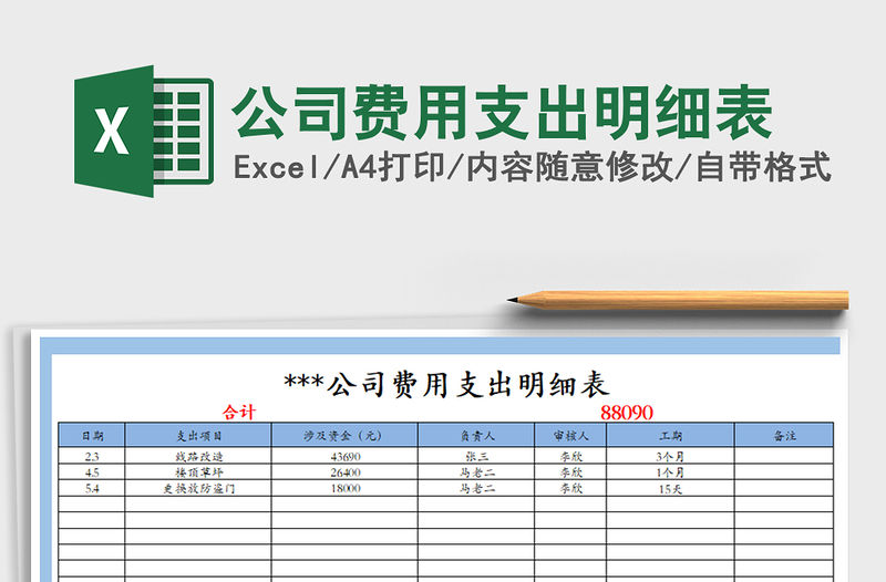2021年公司費用支出明細表
