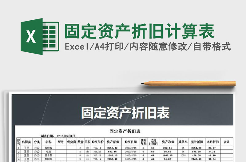 2021年固定資產(chǎn)折舊計(jì)算表