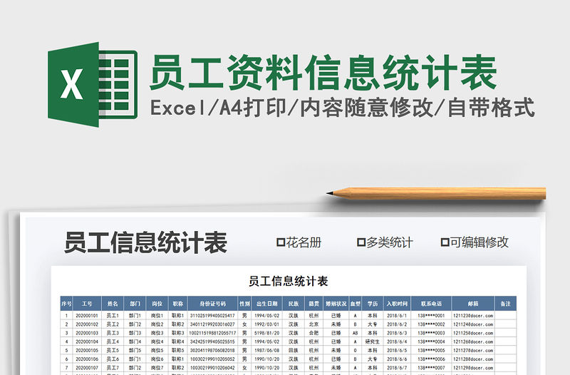 2021年員工資料信息統計表