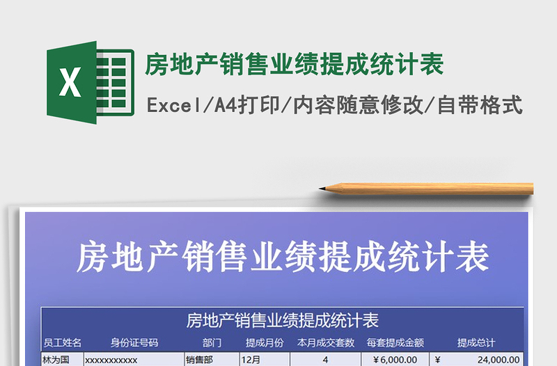 2021年房地產(chǎn)銷售業(yè)績提成統(tǒng)計表