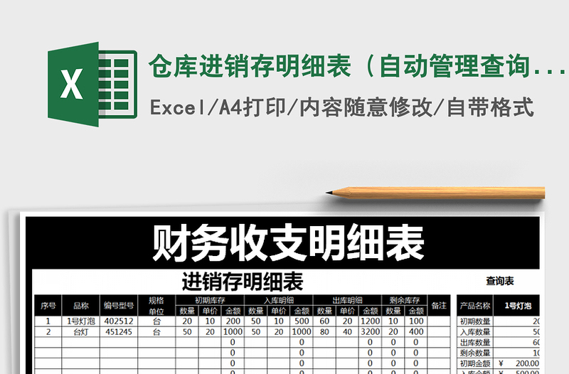 2021年倉(cāng)庫(kù)進(jìn)銷(xiāo)存明細(xì)表(自動(dòng)管理查詢)