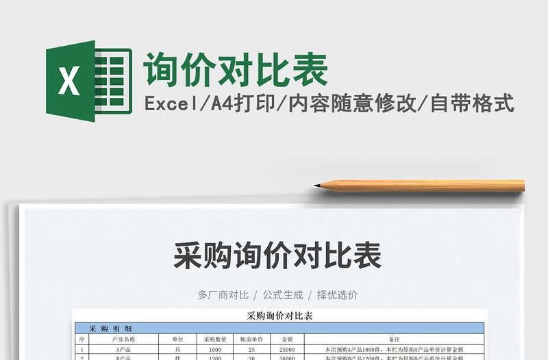 詢價對比表