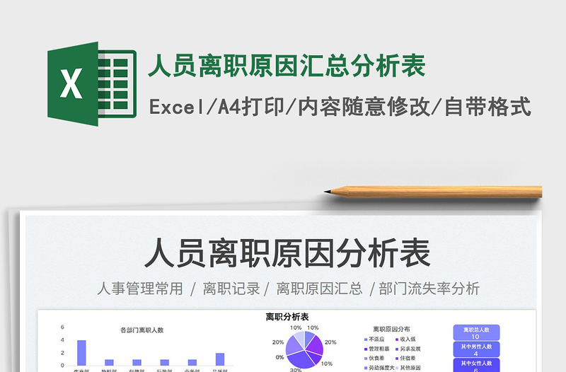 人員離職原因匯總分析表免費下載