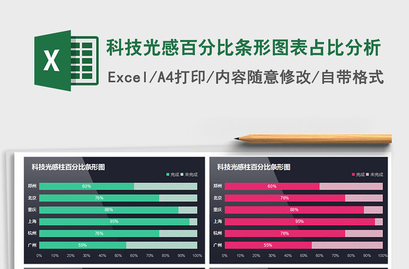 2021年科技光感百分比條形圖表占比分析