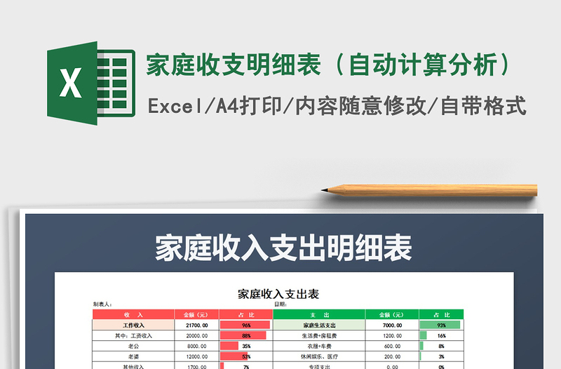 2021年家庭收支明細(xì)表(自動(dòng)計(jì)算分析)
