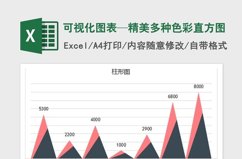 2021年可视化图表—精美多种色彩直方图免费下载