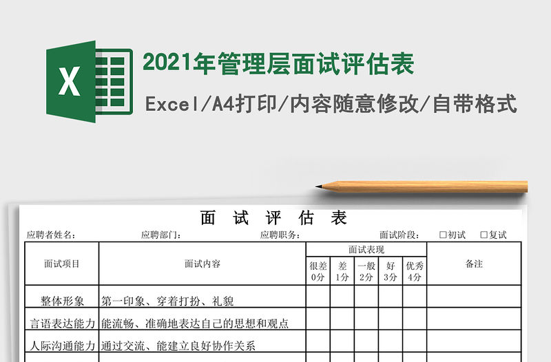 2021年管理層面試評估表