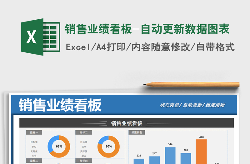 2021年销售业绩看板-自动更新数据图表