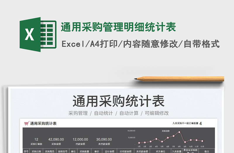 2022通用采購管理明細統(tǒng)計表免費下載