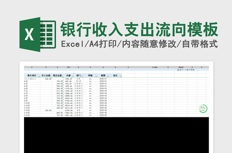 2021年銀行收入支出流向模板
