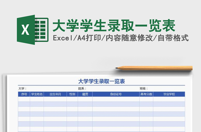 大学学生录取一览表免费下载