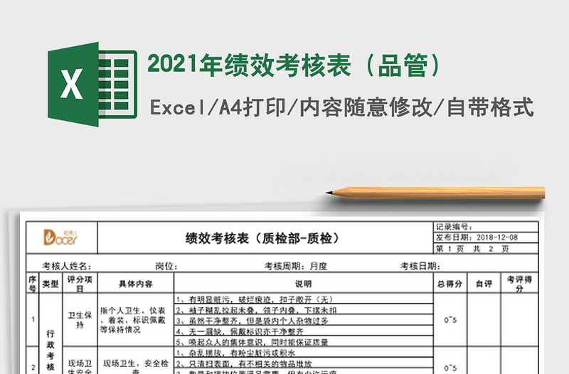 2021年績(jī)效考核表(品管)