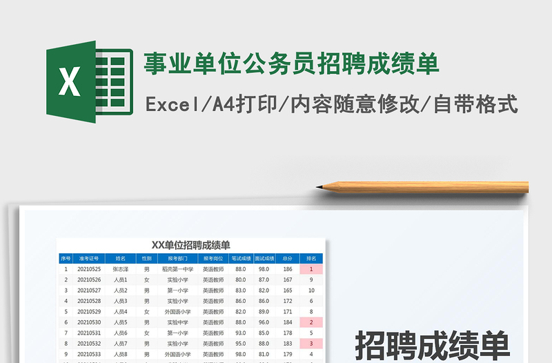 2021事業(yè)單位公務員招聘成績單免費下載