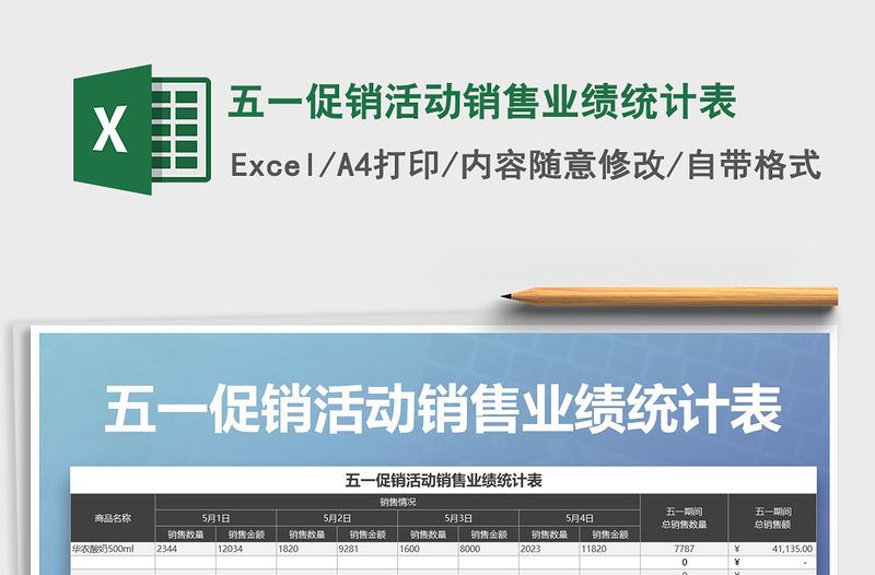 2021年五一促銷活動銷售業績統計表