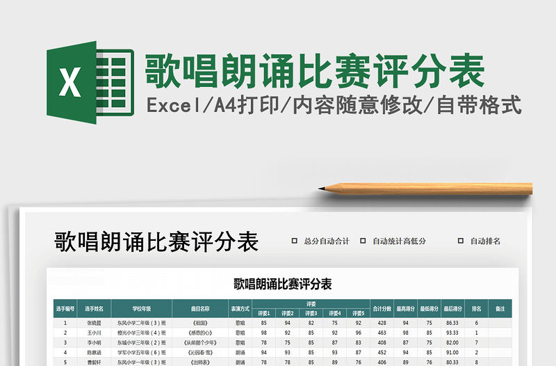 2021年歌唱朗誦比賽評分表