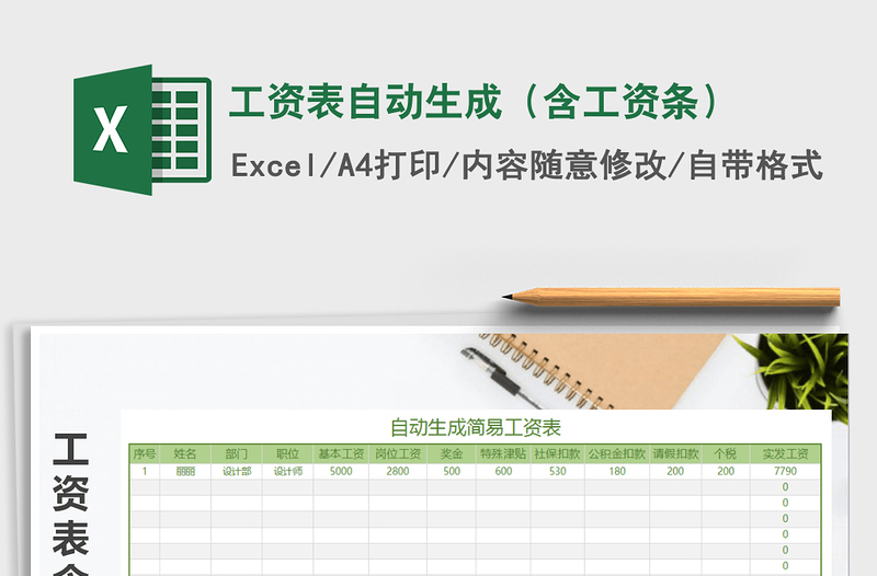 2022年工資表自動(dòng)生成(含工資條)免費(fèi)下載