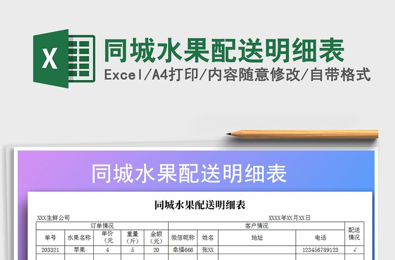 2021年同城水果配送明细表