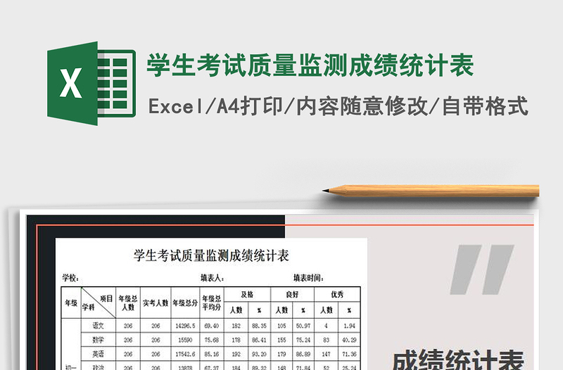 2021年学生考试质量监测成绩统计表