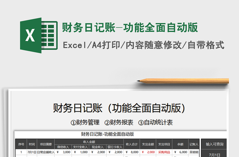 2021年財(cái)務(wù)日記賬-功能全面自動(dòng)版