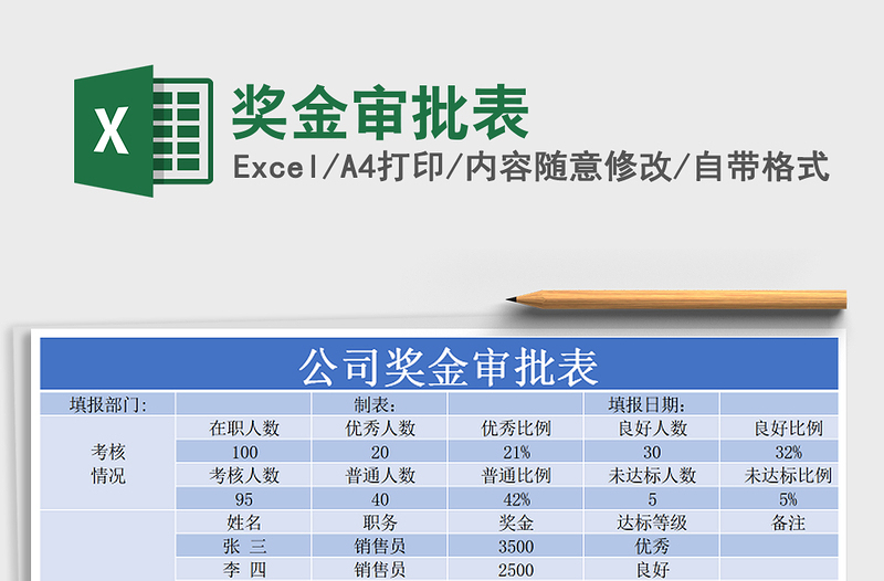 2021年奖金审批表免费下载